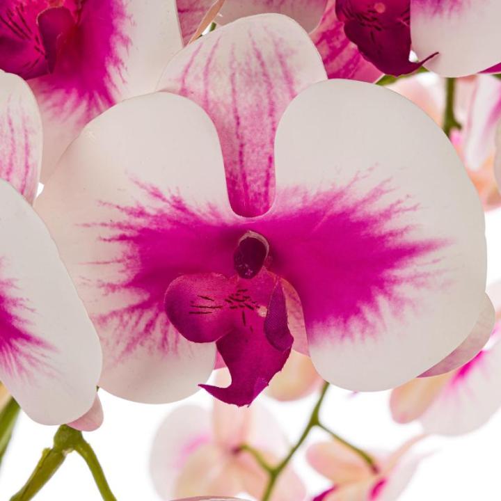 Künstliche Orchidee Kaskaden Blumenstrauß Creme und Rosa im Topf Anthrazit H 115 cm Heimbüro Dekoration, Kunstpflanze Orchidee, Kunstblume, Künstliche Orchidee im Topf
