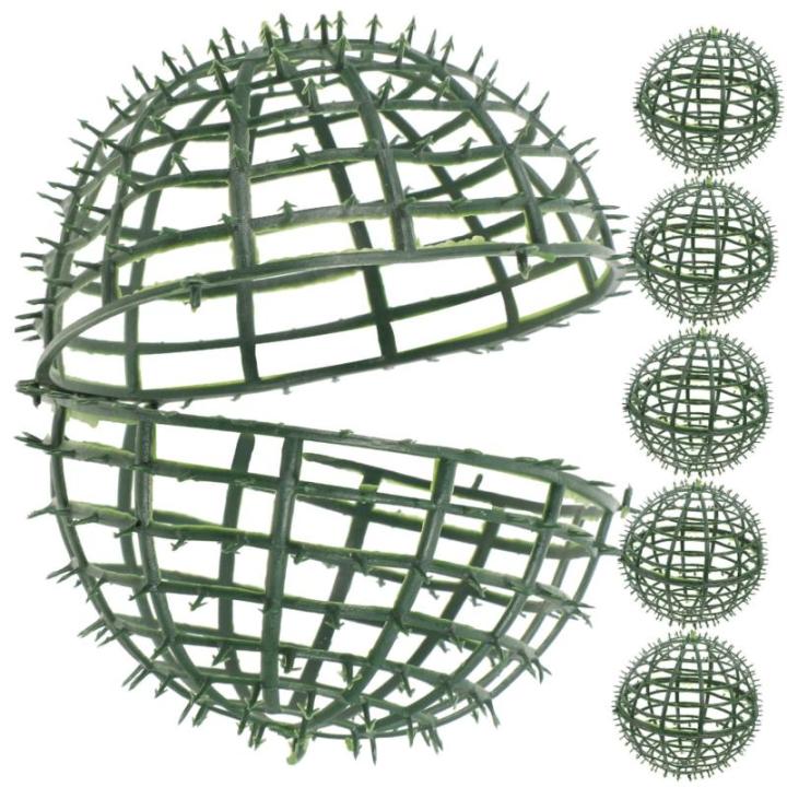 6 stuks bloemstuk ballen vormen cirkels groen balframe van imitatie kogelkooi planten kunstmatige plantenbolframe groen decor plastic bladeren boeket 3D