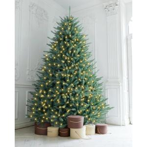 Miwa 2-in-1 kunstkerstboom met verlichting, inclusief 950 takken, 300 leds en houten standaard, warm wit licht, buigbaar pvc + PE-punten, inklapsysteem (H1,8 m)