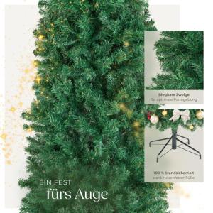 Künstlicher Weihnachtsbaum, naturgetreu, Weihnachtsbaum mit biegsamen Zweigen, voluminöses Nadelkleid, pflegeleicht, stabil, einfacher Aufbau, Tannenbaum künstlich als Weihnacht