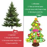 Vilten kerstboom voor kinderen, 3.3FT DIY muur opknoping kerstboom set, kinderen vilt kerstboom met 31 ornamenten en 5 m licht touw, ideaal voor thuis deur raam decoratie