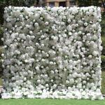 Simulierter Stoffhintergrund, Blumenwand, Simulierte Weiße Rosen, Grüne Pflanzen, Künstlicher Blumenwandhintergrund, Seidige 3D-Rosen, Dekoration Für Drinnen Und Draußen, Für