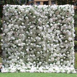 Simulierter Stoffhintergrund, Blumenwand, Simulierte Weiße Rosen, Grüne Pflanzen, Künstlicher Blumenwandhintergrund, Seidige 3D-Rosen, Dekoration Für Drinnen Und Draußen, Für