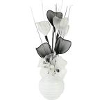 Vase mit weißen künstlichen Blumen, Ornamente für Wohnzimmer, Fensterbank, Wohnaccessoires, 32 cm, Weiß
