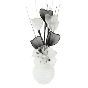 Vase mit weißen künstlichen Blumen, Ornamente für Wohnzimmer, Fensterbank, Wohnaccessoires, 32 cm, Weiß