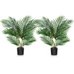Areca Kunstpalm, 60 cm, in pot, kunstplant, tropisch, Hawaï, groen, voor slaapkamer, kantoor, tuin, bruiloft, party, decoratie (2 stuks)