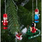 24 Stuks Houten Kerstboomdecoraties - tot 4 cm Hoge Figuren - Kerstmis Houten et Handbeschilderd - Traditionele Boom Kerstboomdecoraties - Geschenken - Locomotief - Sneeuwpop