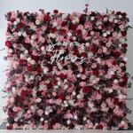 Romantische Rosenblume, Künstliche Blumen-Wandpaneele Mit Stoffrückseite, Hochzeit, Party, Brautparty, 3D-Wandhintergrund Mit Romantischen Rosafarbenen Grünen Blättern(3x3m/10x