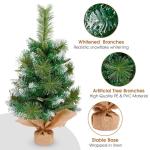 Mini kerstboom, 60 cm kunstmatige kerstboom met linnen basis, kleine kerstboom op tafelblad voor thuis/kantoor/keuken diner/bureaudecoratie