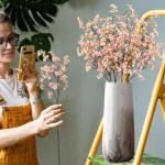 4 stuks kunstkersenbloesem, takken, roze perzikbloemen, 100 cm, kunstbloemen, bulk, lente, zijden bloemen, planten, bundel, lange stelen voor bruiloft, feest, tafel, vaas, decorati