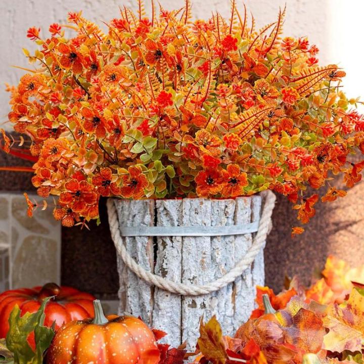 10 bundels kunstherfstbloemen, kunstherfstboeket, weerbestendig, herfst, balkonplanten, herfst, kunstbloemen als echte herfstdecoratie voor tuin, tafeldecoratie, woondecoratie