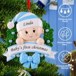 Gepersonaliseerde kersthangers met naam Baby's eerste Kerstmis - 2023 kunsthars kerstboomversiering, gepersonaliseerde , cadeaus voor baby's, zoons, kleinkinderen, bloemenkrans