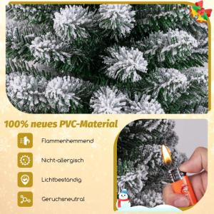 Smalle kunstkerstboom, 180 cm, kerstboom met pvc-takken en metalen standaard, dennenboom bedekt met sneeuw, voor binnen en buiten