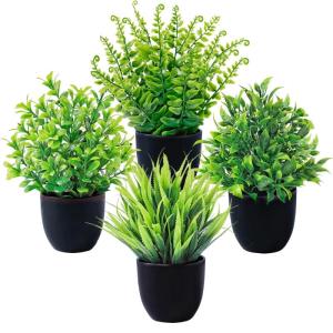 4 stuks kleine , kunststof, mini- in pot, voor tafel, rek, badkamer, kantoor, woondecoratie