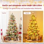Kunstkerstboom van 190 cm met verlichting en sneeuw, dennenboom met 280 warmwitte ledlampen en 62 dennenappels, kerstboom met scharnierstructuur, kunstboom voor thuis