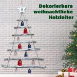 Houten ladder, dennenboom, houten boom, kerstdecoratie met kleine ledlichtjes, adventskalender, ophanging, verlichte houten ladder, kerstboom voor woondecoratie