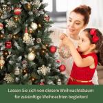 Nordmann Kunstkerstboom met sneeuweffect, kunstkerstboom met handgemaakte houten standaard, sneeuw, 28 dennenappels en 676 punten, eenvoudig te monteren