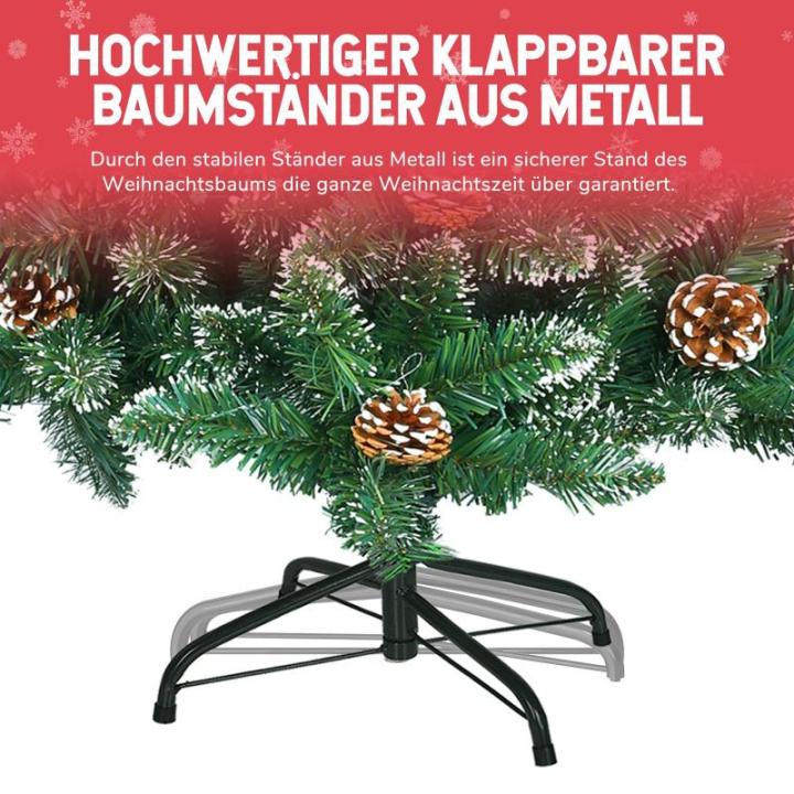 Kunstkerstboom, sneeuwserie, kunstkerstboom in winterlook met kunstsneeuw, 35 dennenappels en 720 takken, klapsysteem, geen naalden, van pvc, moeilijk ontvlambaar, diameter 125 cm 
