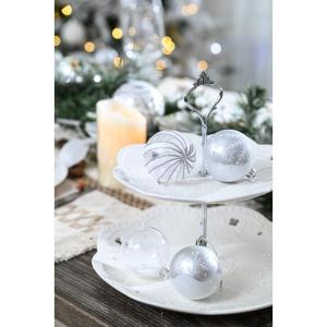 Kerstversieringen 9 stuks 6cm , bevroren winter zilver en wit onbreekbare kerstbal ornamenten decoratie voor kerstboomversiering