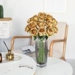 Zijde kunstroos bloemen bruidsboeket (goud)