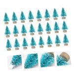 1 Set Mini Kerstboom Decoratie Kerstbomen Versierd Mini Kerstboom Decor Sneeuw Kerstboom Vier Kunstmatige Kerstboomdecoraties Sisal Zijde Blauw 24st