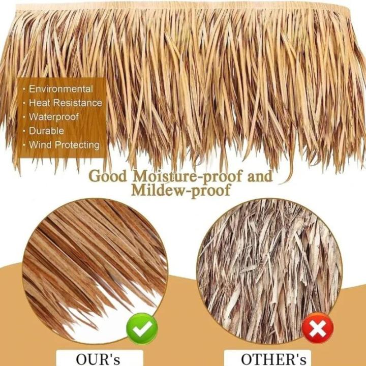 Mexikanische Palmen-Strohrolle, Synthetisches Künstliches Strohdachmaterial, Wasserdicht Für Dachpalmen-Strohrollen, Strohplatte Für Zaun-Party-Dekoration(Yellow,0.5x1m)