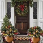Weihnachts-Pflanzgefäß-Dekorationen, Weihnachts-Pflanzgefäß, Dekoration, Grün, künstliche Tannenbäume mit Stativpfahl, Weihnachts-Veranda-Dekoration, Stil C One