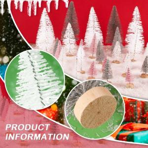 30 stuks mini-kunstkerstboom glitter sisal sneeuw miniatuur kerstboom wit roze zilver decoratie kerstversiering party cadeau