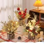 Kleiner Weihnachtsbaum mit Beleuchtung, 30cm Mini Weihnachtsbaum Weihnachtsdeko Beleuchtet Künstlicher Weihnachtsbaum LED Weihnachtsbeleuchtung Klein Tannenbaum für Weihnachten D