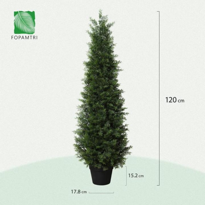Kunstplant ceder 120 cm in pot, coniferen kunstmatig outdoor UV beschermd voor huis woonkamer tuin veranda decoratie (2 stuks)