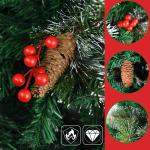 Kunstkerstboom, kunstkerstboom met verlichting, 120 cm, kunstkerstboom met 180 leds en standaard, kunstkerstdecoratie, met dennenappels en bessen