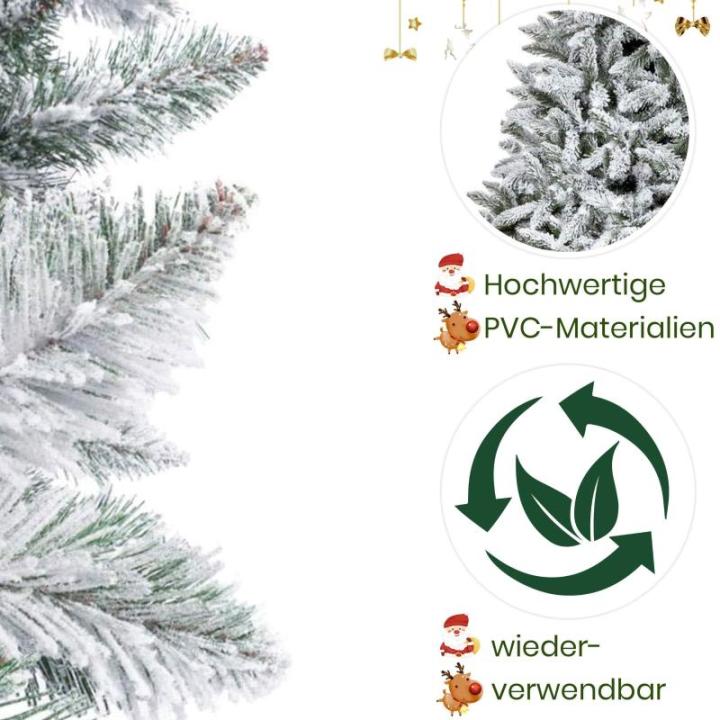 Künstlicher Weihnachtsbaum 210cm Tannenbaum mit LEDs Christbaum aus 100% neuem PVC mit Schnee Weihnachtsbäume mit 700 Spitzen und Metallständer Weihnachtsdeko Geschenk für Fami
