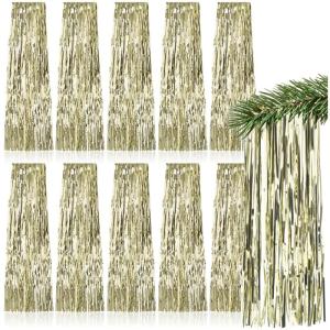10x klatergoud - goudkleurige klatergoudslinger voor Kerstmis - kerstboomversiering voor de kerstboom - klatergoudgordijn met gladde draden (goudkleurig - 10 stuks)