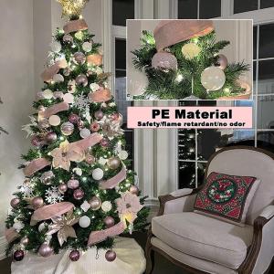 Kerstboomset met kunstbloemen, versierde kerstboom, doe-het-zelf met boomrok, sterkant, ballen, kerstboom voor bruiloften, fee bomen, kerstboom, 180 cm