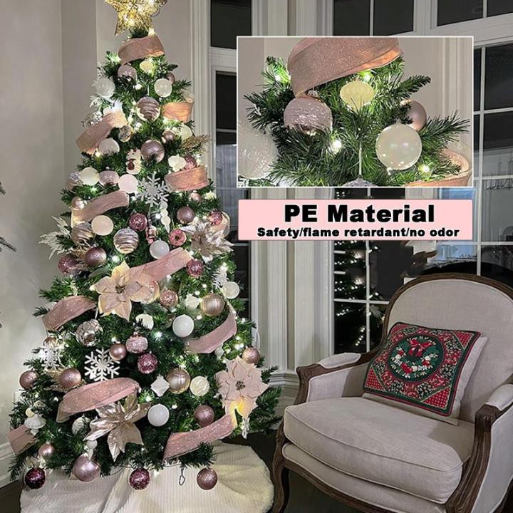 Kerstboomset met kunstbloemen, versierde kerstboom, doe-het-zelf met boomrok, sterkant, ballen, kerstboom voor bruiloften, fee bomen, kerstboom, 180 cm