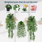 Hangende kunstplant in pot, 3 stuks hangplanten, , wijnstok, eucalyptus, tot 80 cm lang, plastic planten, decoratie, groene planten voor binnen en buiten, keuken, kamer, muur,