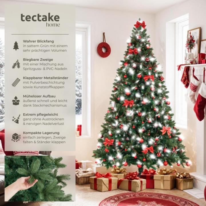 Künstlicher Weihnachtsbaum, naturgetreue Spritzguss- und PVC-Nadeln, biegsame künstliche Tannenzweige, Weihnachtsbaum künstlich mit Metallständer, Weihnachtsbaum als Weihnachts