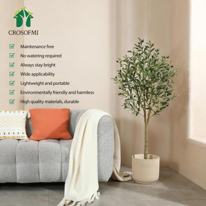 Kunstmatige olijfboomplant, 150 cm, kunstvorm, zijden boom, perfecte in pot voor binnen en buiten, verpakking van 2 stuks
