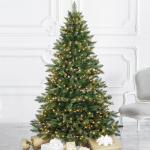 FT14/FT15 Normanntanne Kunstkerstboom, groene stam, gemaakt van PVC, inclusief houten standaard, 180cm