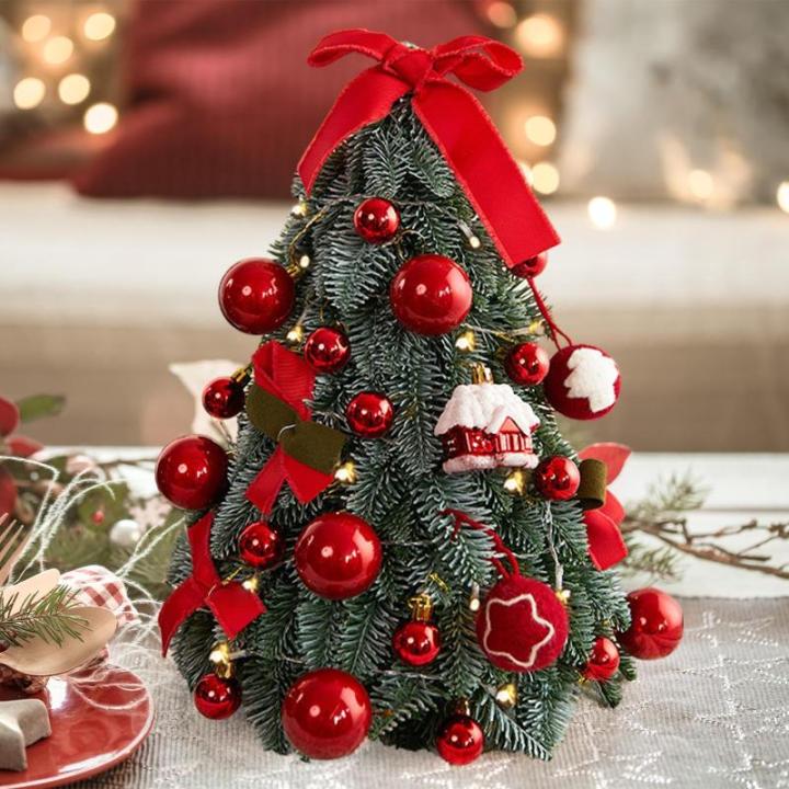 Tisch-Weihnachtsbaum, Mini-Weihnachtsbaum für den Schreibtisch mit Lichtern, dekorativer Kleiner Weihnachtsbaum, Weihnachtsdekoration für die, Style A