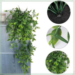 3 stuks hangende , 80 cm, met potten, eucalyptus, bladeren, hangplant met pot, wijnstok, binnen en buiten, wandplankdecoratie