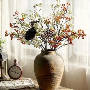 Künstliche Beerenzweige mit langem Stiel, 60 cm, weiße Beerenstiele, künstlicher Beerenstrauß für Tischdekoration, Vase, Heimdekoration, Weihnachtsdekoration, 4 Stück
