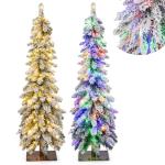120 cm potlood, kerstboom met sneeuw, leds in warm wit en kleurrijk, 11 lichtmodi, timer, kunstkerstboom met verlichting en metalen standaard, kerstboom voor Kerstmis, wit