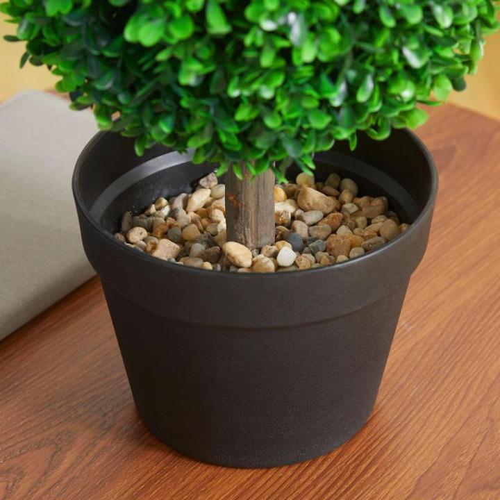 , set van 2 buxusboom, 60 cm kunstplant met dubbele bal, uv-bestendige kamerplant, kunstboom, plantendecoratie voor binnen en buiten, groen