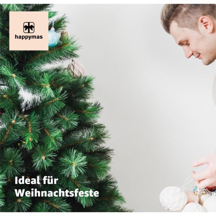 Nordmann Kunstkerstboom, groen, 180 cm, bedrieglijk echte en natuurgetrouwe dennenboom, met standaard, 180 cm