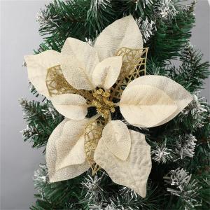 Glitzer Weihnachtsblumen Weihnachtsstern, Kunstblumen Weihnachten, Weihnachtsbaum Blumen Gold,DIY Simulation Blume Weihnachtssterne Blumen KüNstliche Spitzen Mit Clips (Gold,20 St