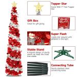 Pop Up Kerstboom, 180 cm, kunstkerstboom met sterkant, opvouwbare versiering, dennenboom met pailletten, decoratieve boom voor kerstdecoratie, binnenruimtes