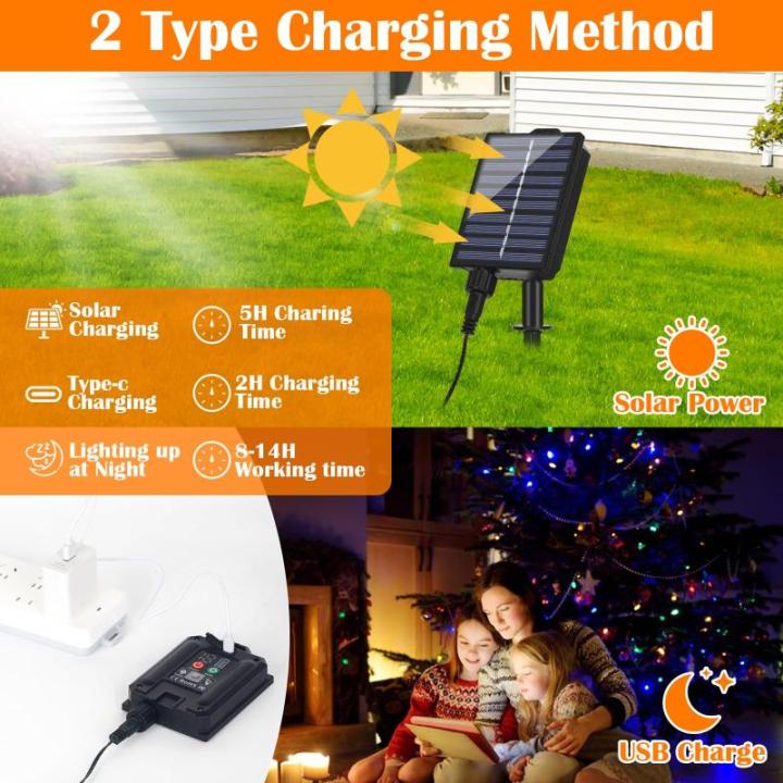 30m Solar Fairy Lights Buiten 300LED, 20 Modi Solar Fairy Lights Buiten met Afstandsbediening en Tijdcontrole, IP44 Buiten 30M 300 LED Bunt Farbwechsel RGB