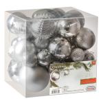 zilveren kerstbalornamenten voor kerstversiering - 36 stuks kerstboom onbreekbare ornamenten met ophanglus voor vakantie- en feestdecoratie (combo van 6 stijlen in 3 maten)
