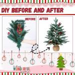55 cm kerstboom vijf vorken PE rood fruit linnen mist witte boom, 8 dennenappels, 8 bessen | pluizige bevlokte kerstboom van 2 voet - geeft een feestelijke touch | dunne vlok op gr